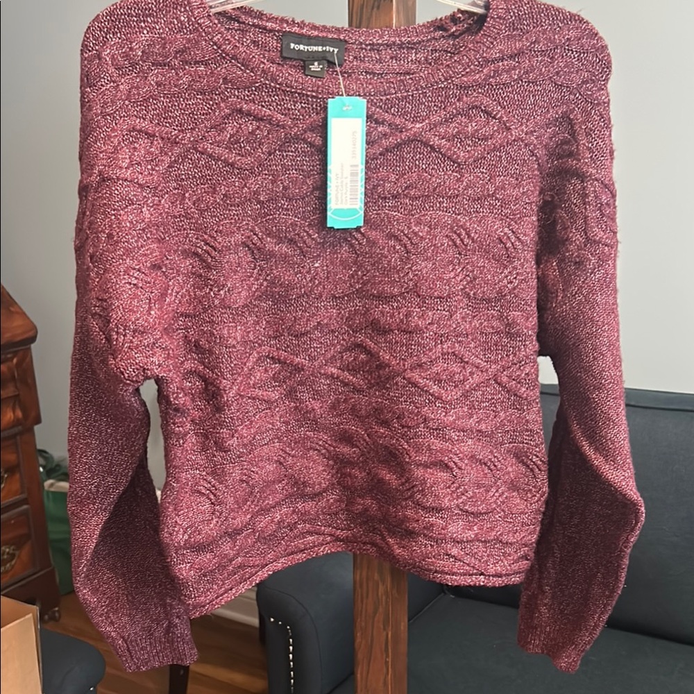 Purple Textured Knit Crew Neck Sweater from Stitch Fix